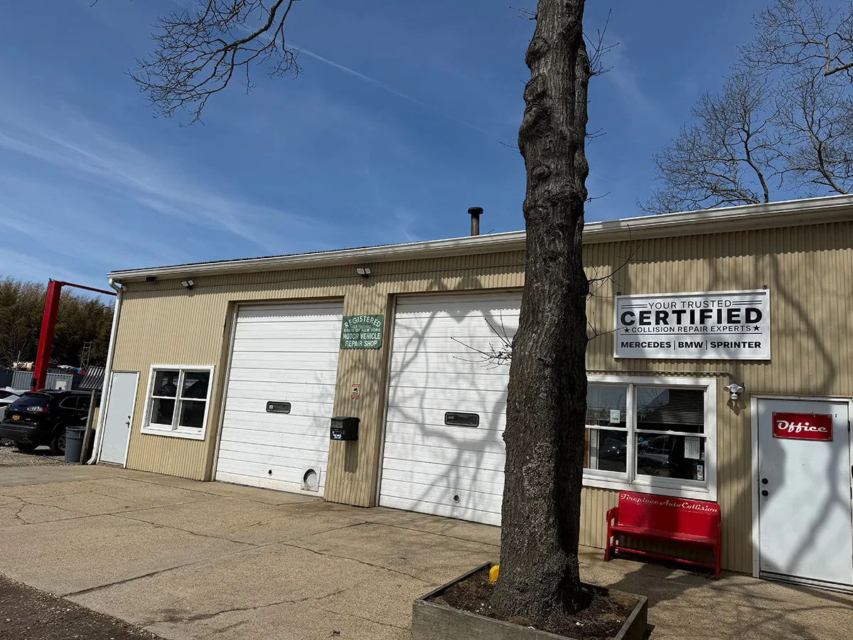 Exterior view of Fireplace Auto Collision facility in East Hampton, NY.